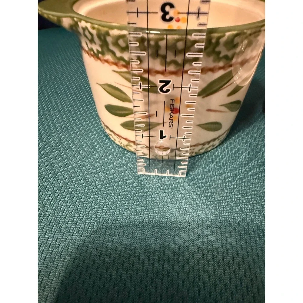 Temp-tations by Tara Old World Green 8 oz Lidded‎ Ramekin Hand Painted Ceramic